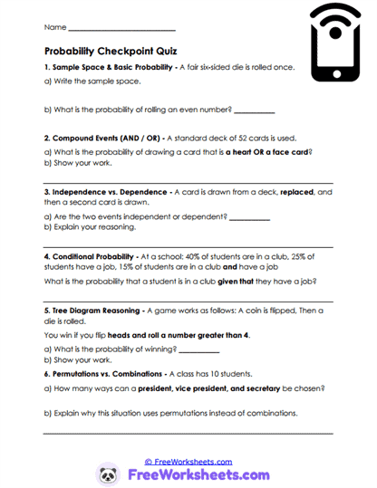 Chance Check Worksheet