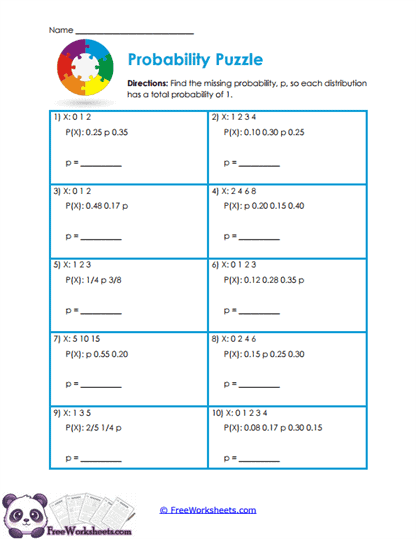 Missing Probability Worksheet