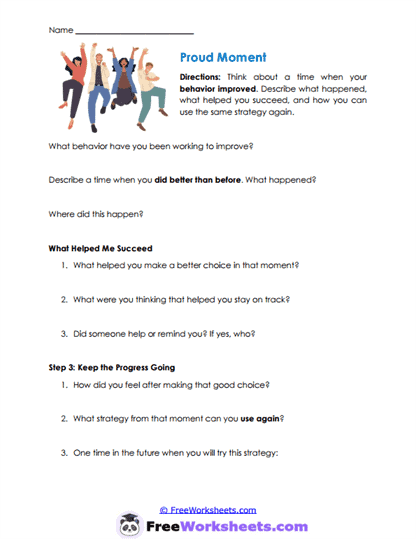 Proud Progress Worksheet