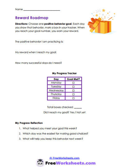 Reward Path Worksheet