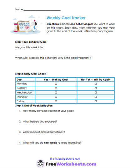 Goal Review Worksheet