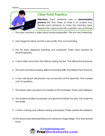 Demonstrative Clarity Worksheet