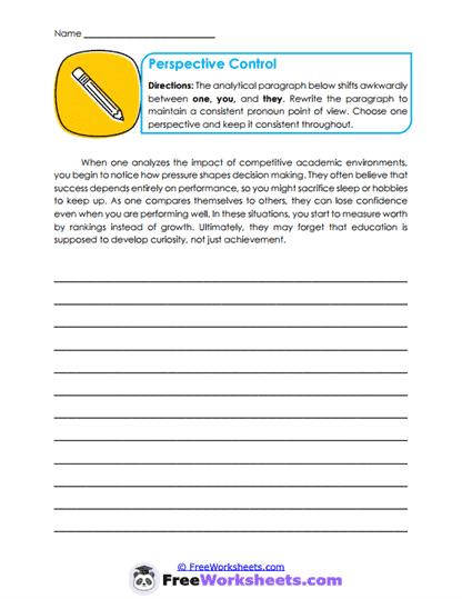 Perspective Control Worksheet