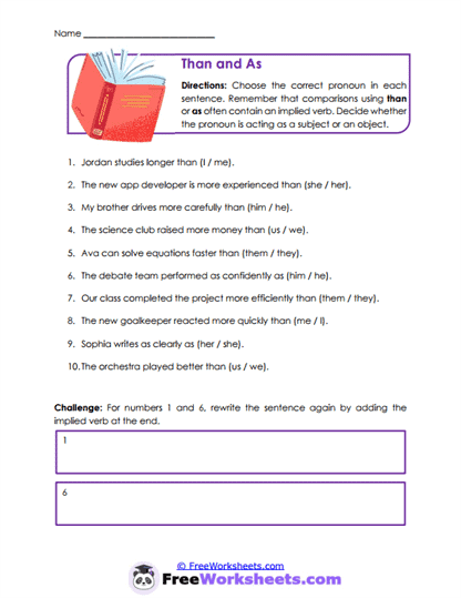 Comparison Cases Worksheet