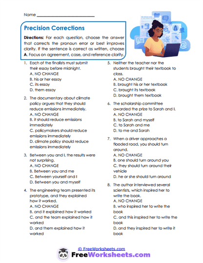 Grade 11 Pronouns Worksheet Collection