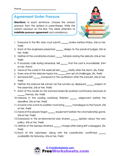Agreement Focus Worksheet