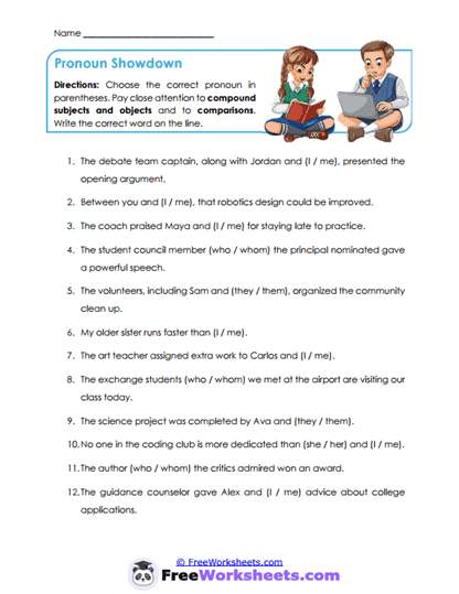 Case Choices Worksheet