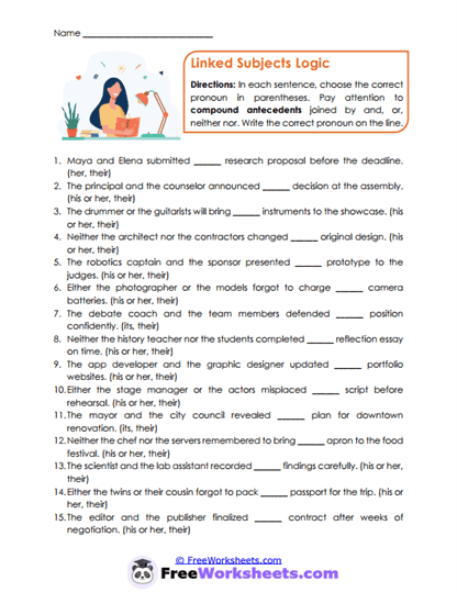 Subject Connections Worksheet