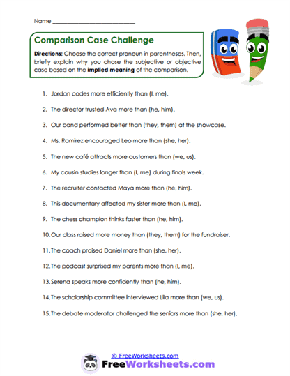 Case Comparison Worksheet