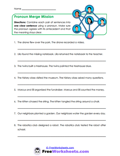 Pronoun Combining Worksheet