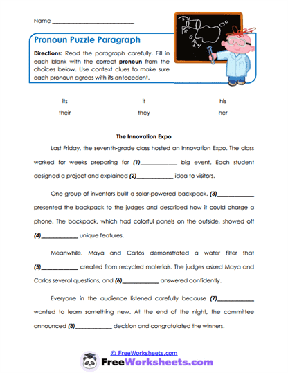 Paragraph Agreement Worksheet