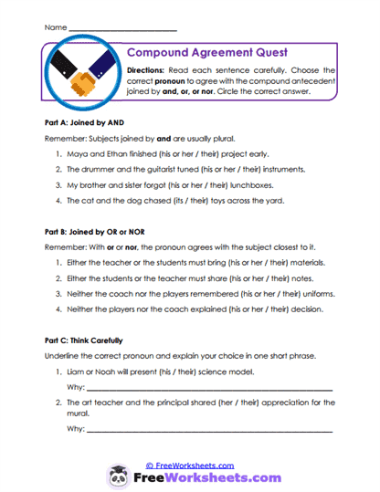 Compound Agreement Worksheet