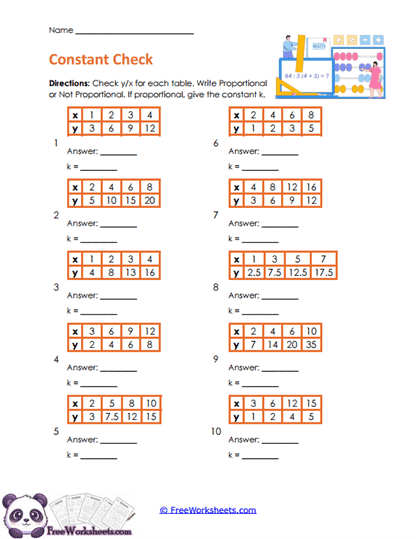 Constant Ratios Worksheet