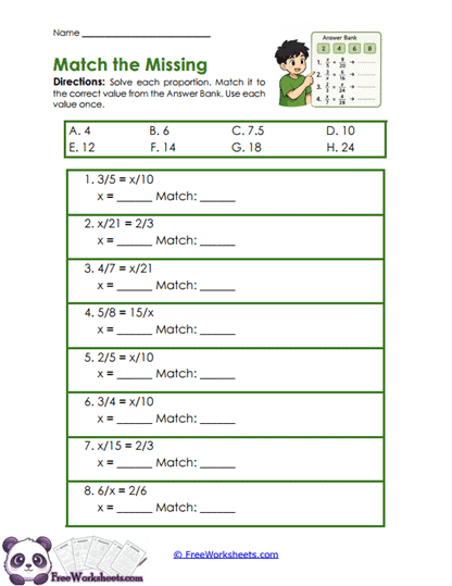 Missing Match Worksheet