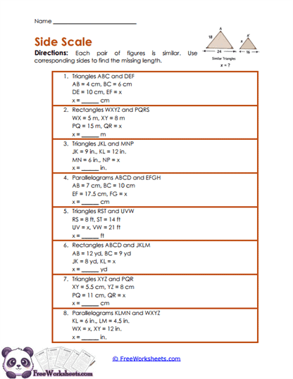 Scale Sides Worksheet