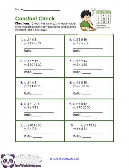 Constant Check Worksheet