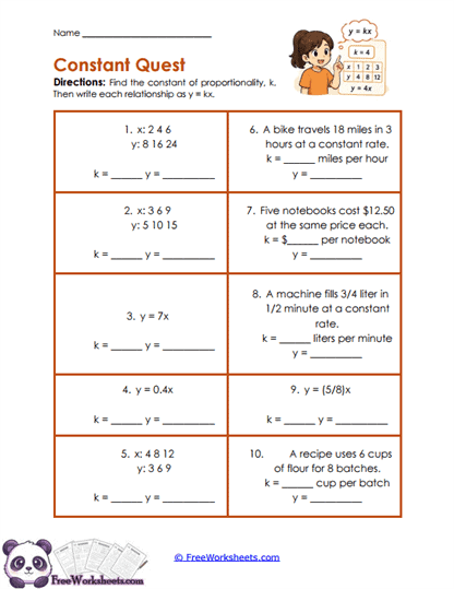 Constant Quest Worksheet