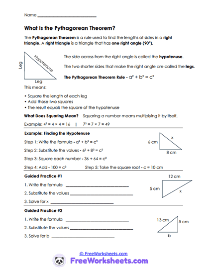 Pythagorean Theorem Worksheet Collection
