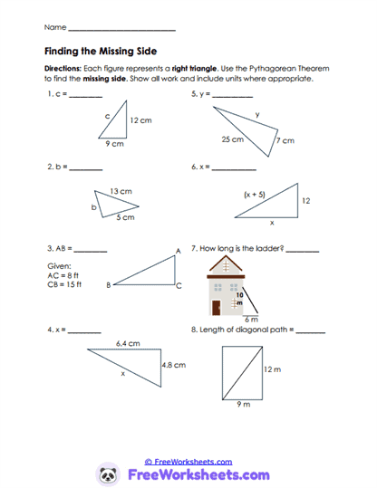 Missing Measures Worksheet
