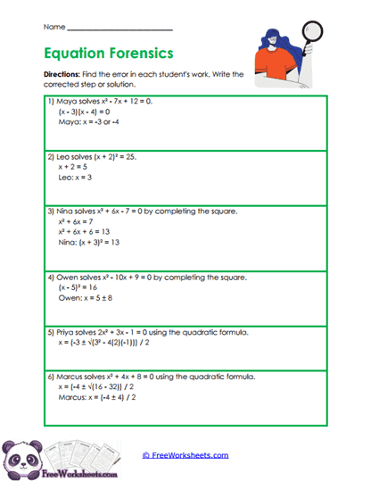 Error Detective Worksheet