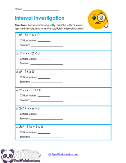 Interval Testing Worksheet
