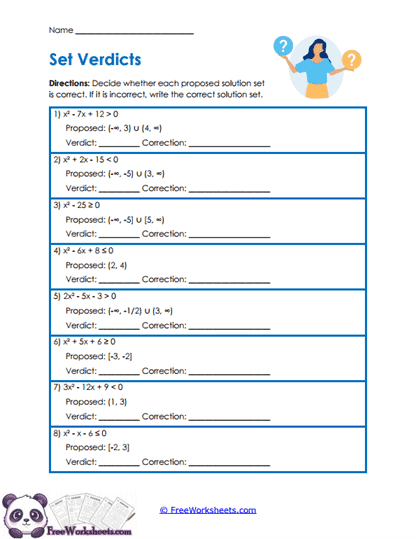 Solution Verdicts Worksheet