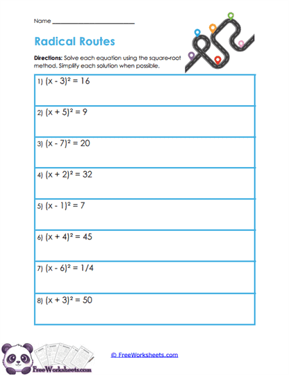 Radical Solutions Worksheet