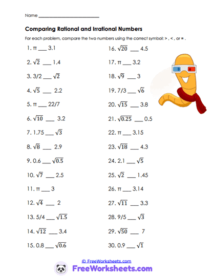 Mixed Compare Worksheet