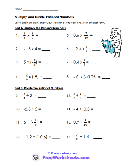 Number Operations Worksheet