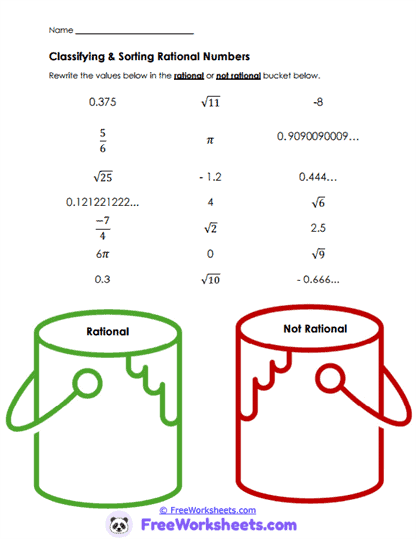 Number Sorting Worksheet