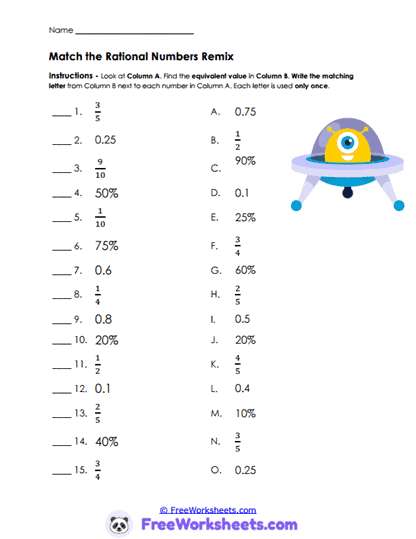 Number Match Worksheet