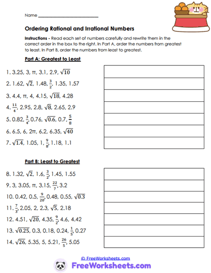Mixed Order Worksheet