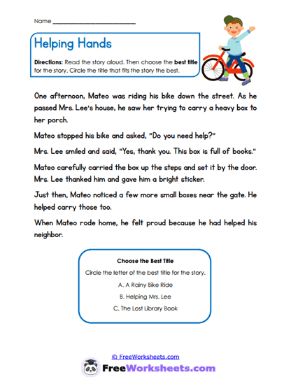 Helping Hands Worksheet
