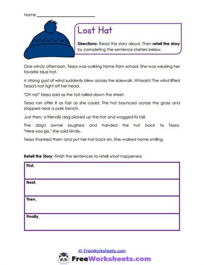 Lost Hat Worksheet