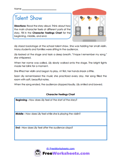 Talent Show Worksheet