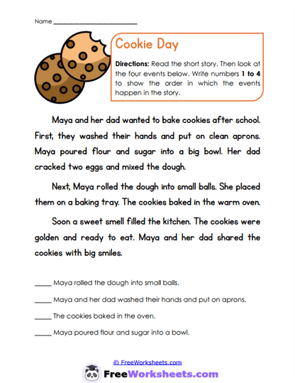Cookie Day Worksheet