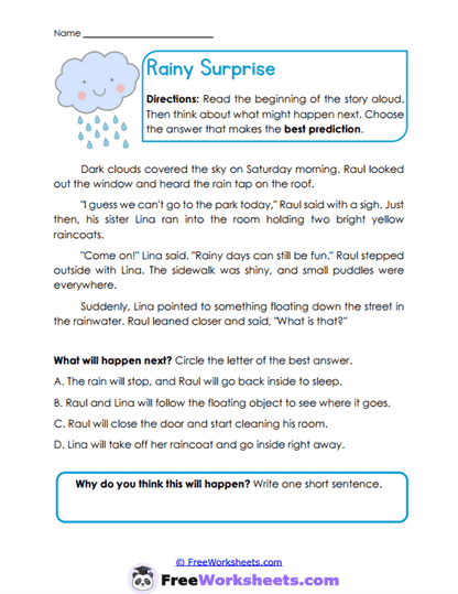 Rainy Surprise Worksheet
