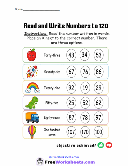Numeral Finder Worksheet