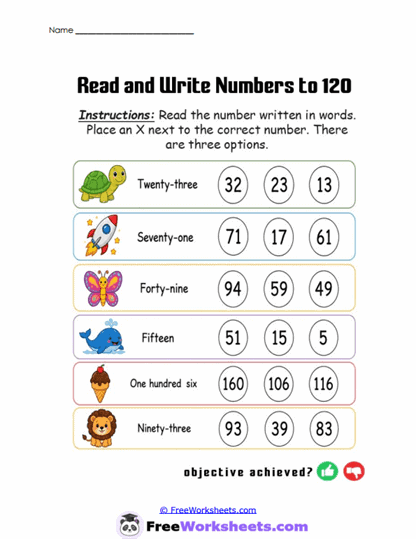 Reading Values Worksheet