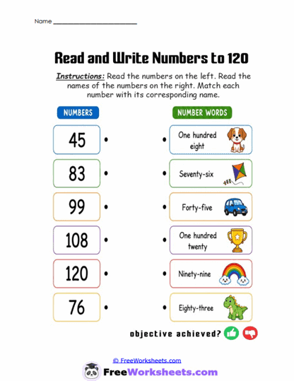 Number Reading Worksheet