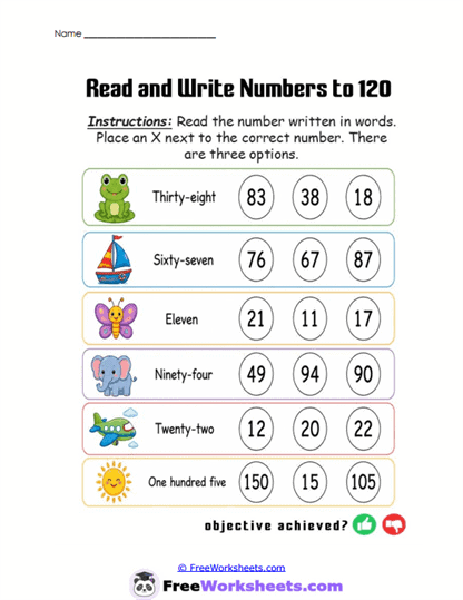 Number Words Worksheet