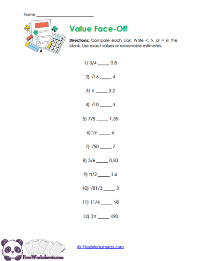Value Compare Worksheet