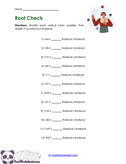 Radical Check Worksheet