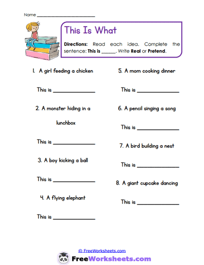 Real Life or Story? Worksheet