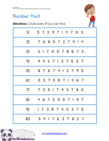 Seven Search Worksheet