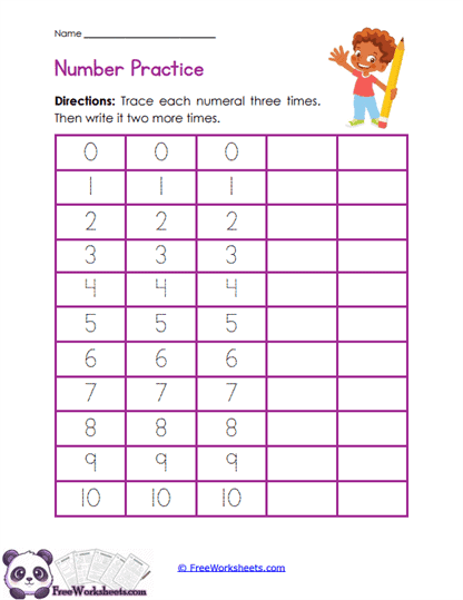 Number Writing Worksheet