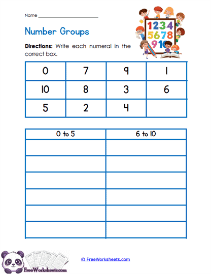 Number Sort Worksheet