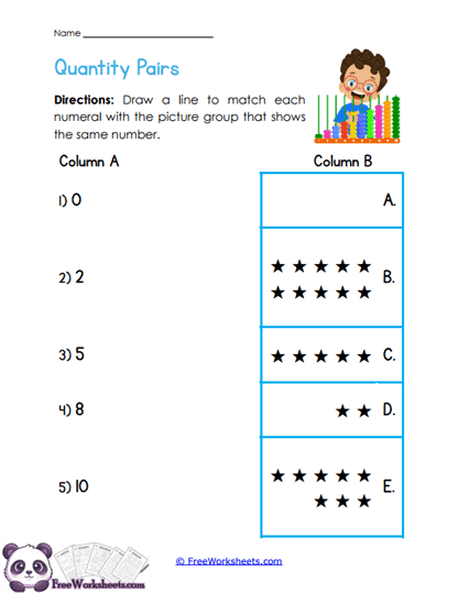 Quantity Match Worksheet