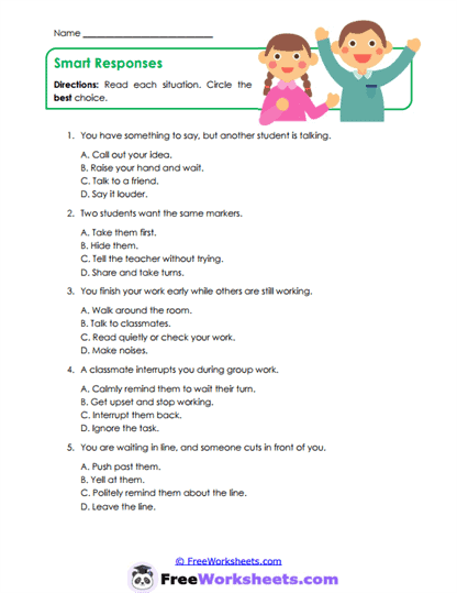 Smart Responses Worksheet