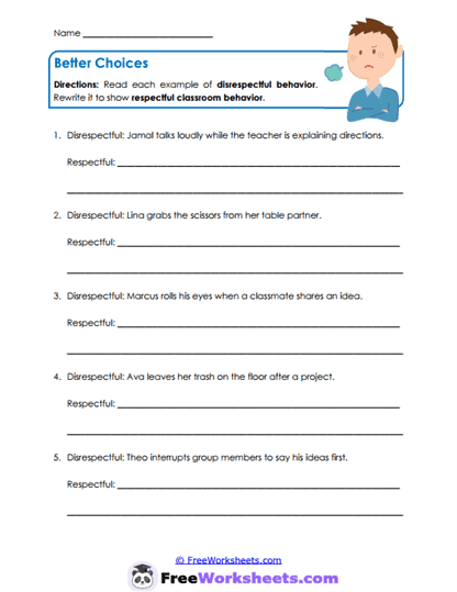 Better Choices Worksheet